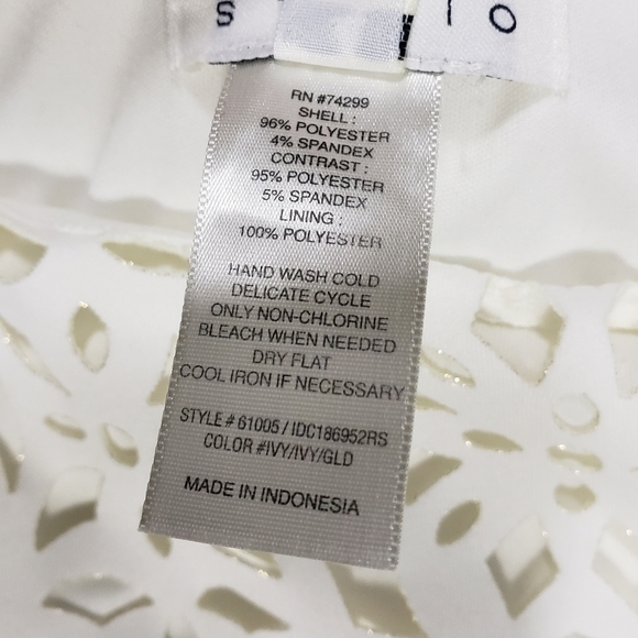 Enfocus Studio Ivory Sheath Dress Size 4 Floral Cutout Stretch Cocktail Party - Picture 13 of 16